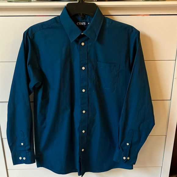 ⛵️ CHAPS YOUTH SIZE 18 BLUE BUTTON DOWN DRESS SHIRT - Picture 1 of 9